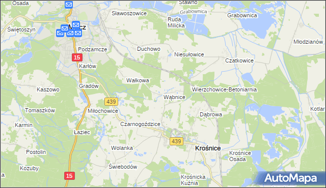 mapa Wąbnice, Wąbnice na mapie Targeo