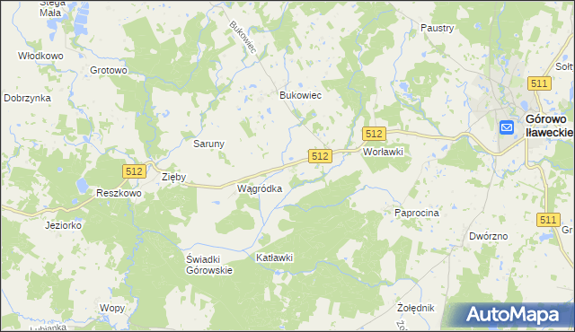 mapa Wągniki gmina Górowo Iławeckie, Wągniki gmina Górowo Iławeckie na mapie Targeo