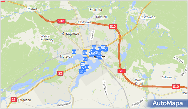 mapa Wałcz, Wałcz na mapie Targeo