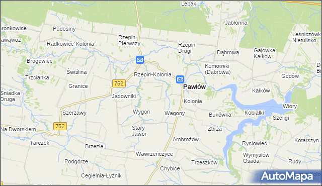 mapa Warszówek, Warszówek na mapie Targeo