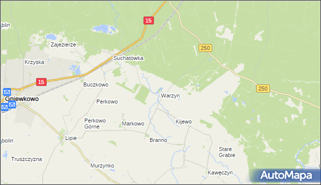 mapa Warzyn, Warzyn na mapie Targeo