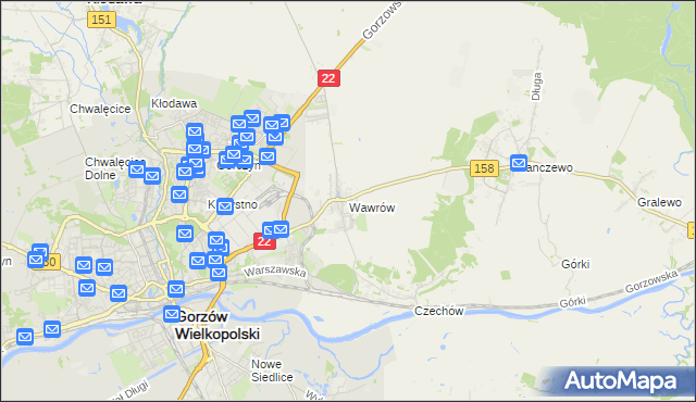 mapa Wawrów, Wawrów na mapie Targeo