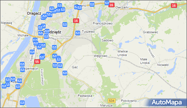 mapa Węgrowo, Węgrowo na mapie Targeo