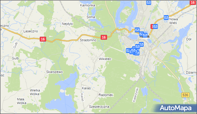 mapa Wikielec gmina Iława, Wikielec gmina Iława na mapie Targeo