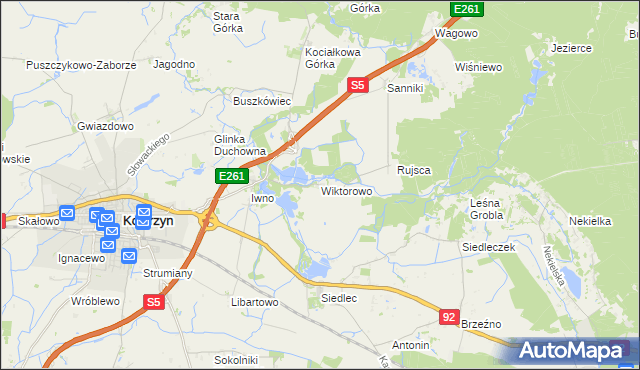 mapa Wiktorowo gmina Kostrzyn, Wiktorowo gmina Kostrzyn na mapie Targeo