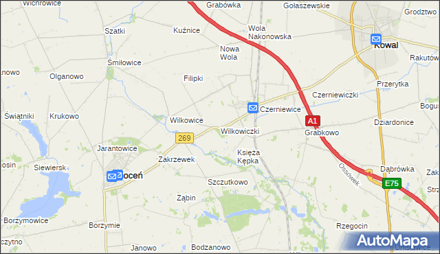 mapa Wilkowiczki gmina Choceń, Wilkowiczki gmina Choceń na mapie Targeo