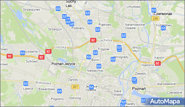 mapa Winiary gmina Poznań, Winiary gmina Poznań na mapie Targeo