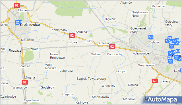 mapa Witów gmina Krośniewice, Witów gmina Krośniewice na mapie Targeo