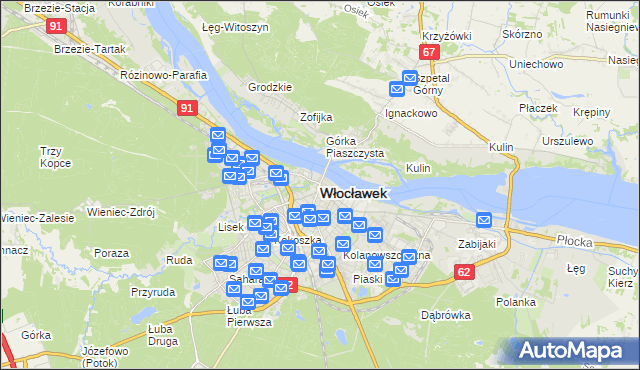 mapa Włocławka, Włocławek na mapie Targeo