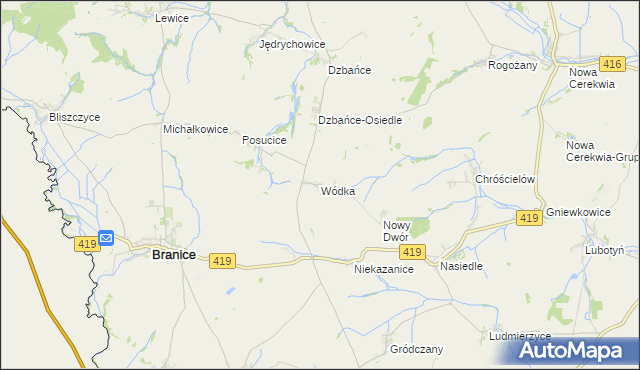 mapa Wódka gmina Branice, Wódka gmina Branice na mapie Targeo
