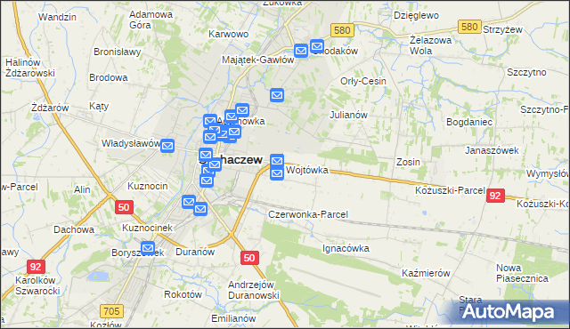 mapa Wojtówka gmina Sochaczew, Wojtówka gmina Sochaczew na mapie Targeo