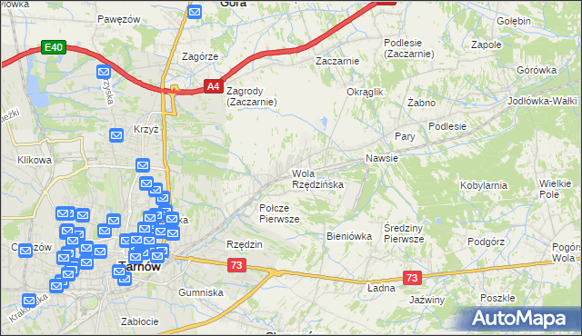 mapa Wola Rzędzińska, Wola Rzędzińska na mapie Targeo