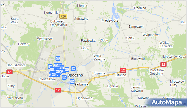 mapa Wola Załężna, Wola Załężna na mapie Targeo