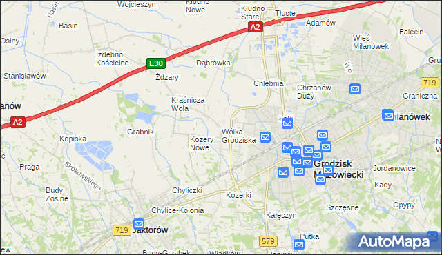 mapa Wólka Grodziska gmina Grodzisk Mazowiecki, Wólka Grodziska gmina Grodzisk Mazowiecki na mapie Targeo