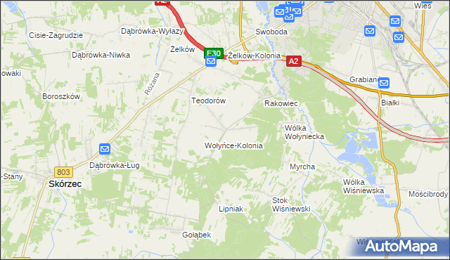 mapa Wołyńce gmina Siedlce, Wołyńce gmina Siedlce na mapie Targeo