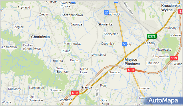 mapa Wrocanka gmina Miejsce Piastowe, Wrocanka gmina Miejsce Piastowe na mapie Targeo