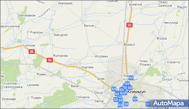 mapa Wróżewy, Wróżewy na mapie Targeo