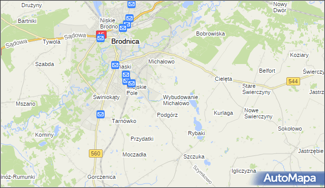 mapa Wybudowanie Michałowo, Wybudowanie Michałowo na mapie Targeo