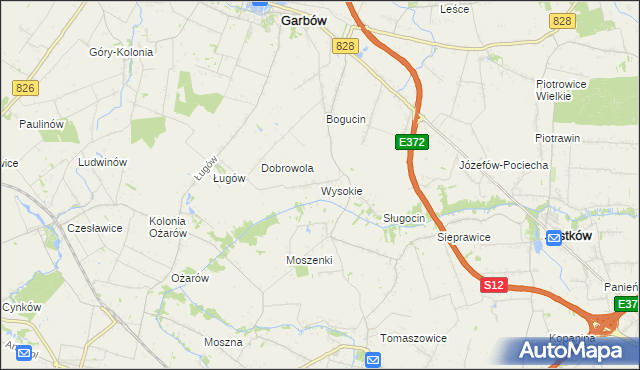 mapa Wysokie gmina Jastków, Wysokie gmina Jastków na mapie Targeo