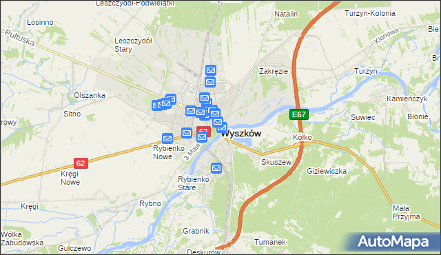 mapa Wyszków, Wyszków na mapie Targeo