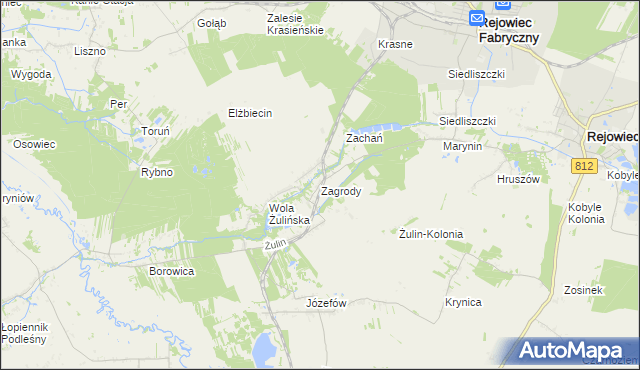 mapa Zagrody gmina Rejowiec, Zagrody gmina Rejowiec na mapie Targeo
