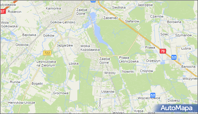 mapa Zalesie Górne, Zalesie Górne na mapie Targeo