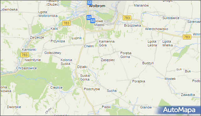 mapa Zasępiec, Zasępiec na mapie Targeo