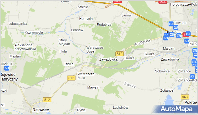 mapa Zawadówka gmina Rejowiec, Zawadówka gmina Rejowiec na mapie Targeo