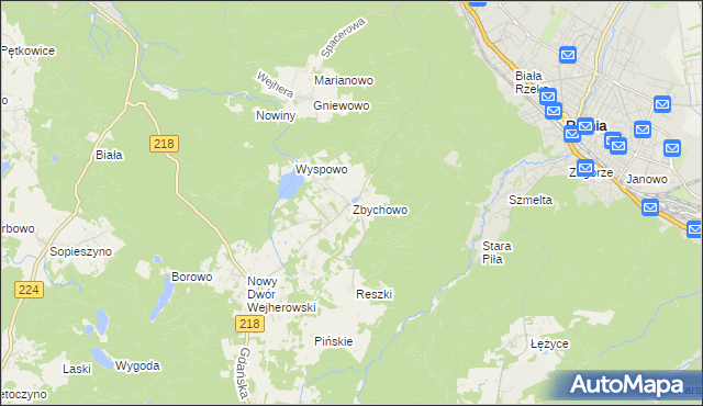 mapa Zbychowo, Zbychowo na mapie Targeo
