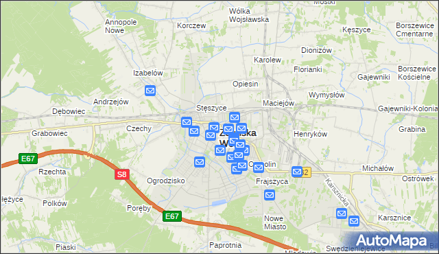 mapa Zduńska Wola, Zduńska Wola na mapie Targeo