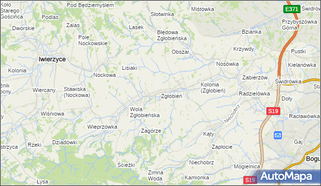 mapa Zgłobień, Zgłobień na mapie Targeo