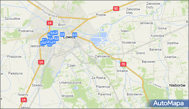 mapa Zielkowice, Zielkowice na mapie Targeo