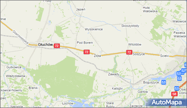 mapa Złota gmina Głuchów, Złota gmina Głuchów na mapie Targeo
