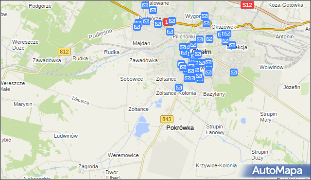 mapa Żółtańce-Kolonia, Żółtańce-Kolonia na mapie Targeo