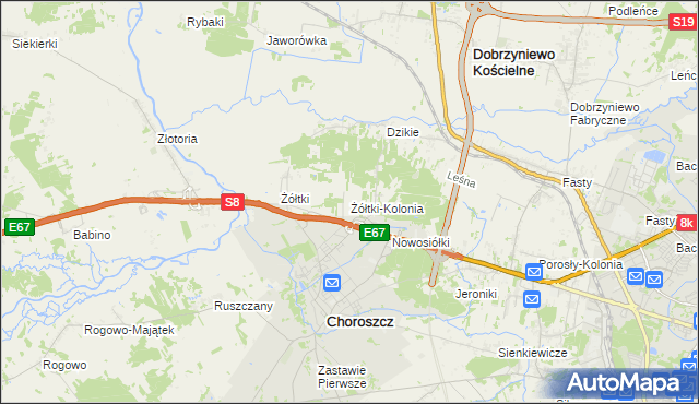 mapa Żółtki-Kolonia, Żółtki-Kolonia na mapie Targeo