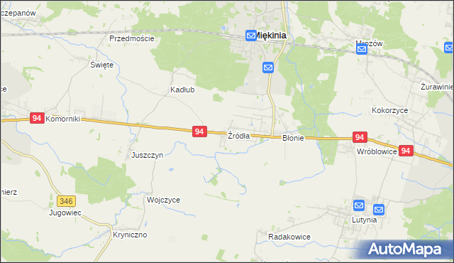 mapa Źródła gmina Miękinia, Źródła gmina Miękinia na mapie Targeo