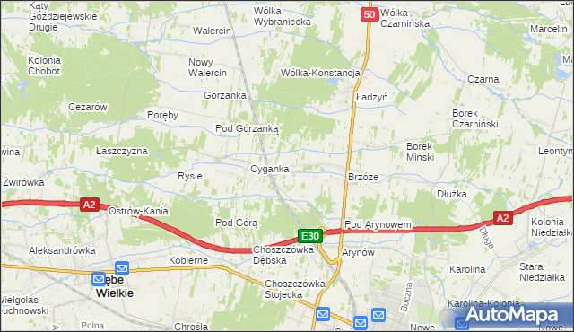 mapa Żuków gmina Mińsk Mazowiecki, Żuków gmina Mińsk Mazowiecki na mapie Targeo