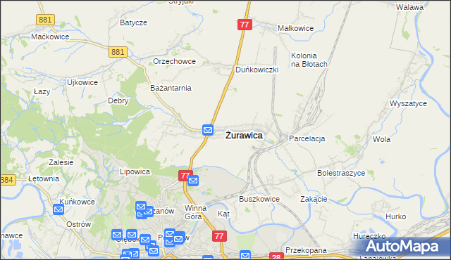 mapa Żurawica powiat przemyski, Żurawica powiat przemyski na mapie Targeo