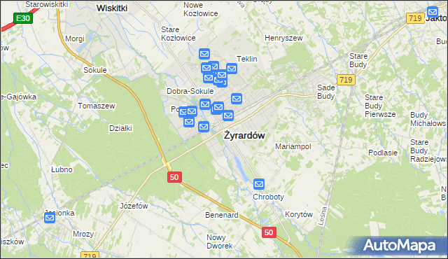 mapa Żyrardów, Żyrardów na mapie Targeo