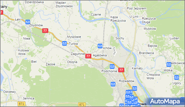 mapa Agatówka gmina Zaleszany, Agatówka gmina Zaleszany na mapie Targeo