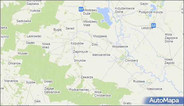 mapa Aleksandrów gmina Pińczów, Aleksandrów gmina Pińczów na mapie Targeo