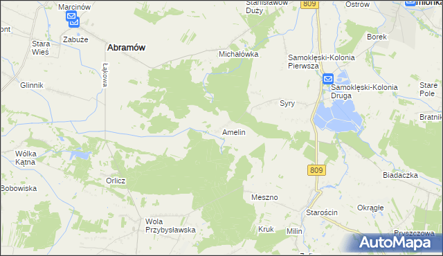 mapa Amelin gmina Kamionka, Amelin gmina Kamionka na mapie Targeo