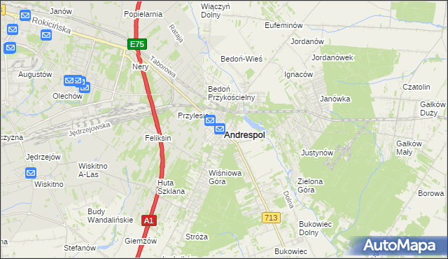 mapa Andrespol, Andrespol na mapie Targeo