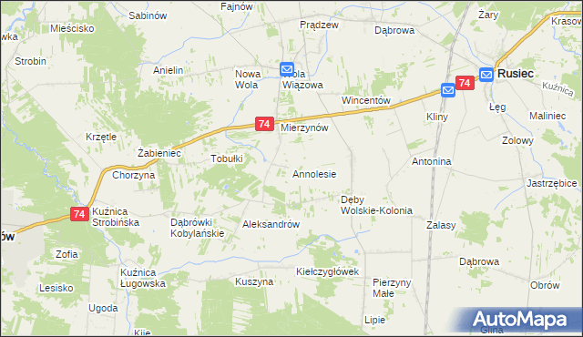 mapa Annolesie gmina Rusiec, Annolesie gmina Rusiec na mapie Targeo