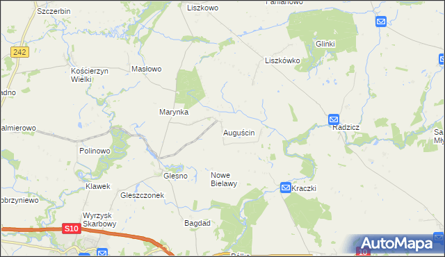 mapa Auguścin, Auguścin na mapie Targeo