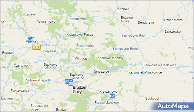 mapa Bądkowo-Rochny, Bądkowo-Rochny na mapie Targeo