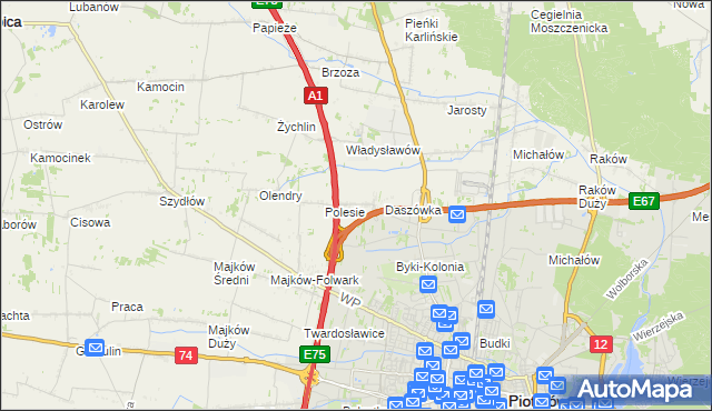 mapa Bąkowiec gmina Grabica, Bąkowiec gmina Grabica na mapie Targeo