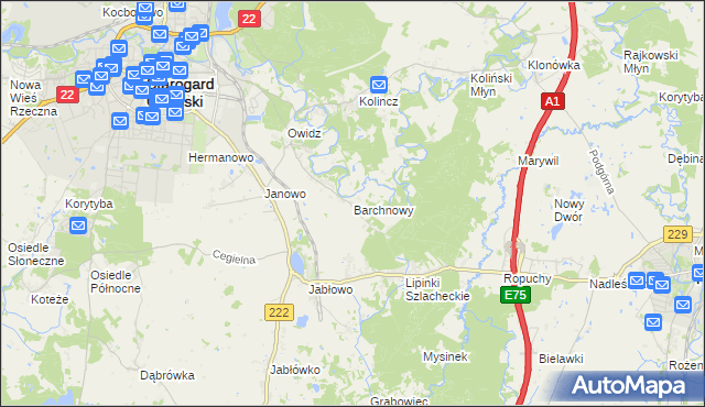 mapa Barchnowy, Barchnowy na mapie Targeo