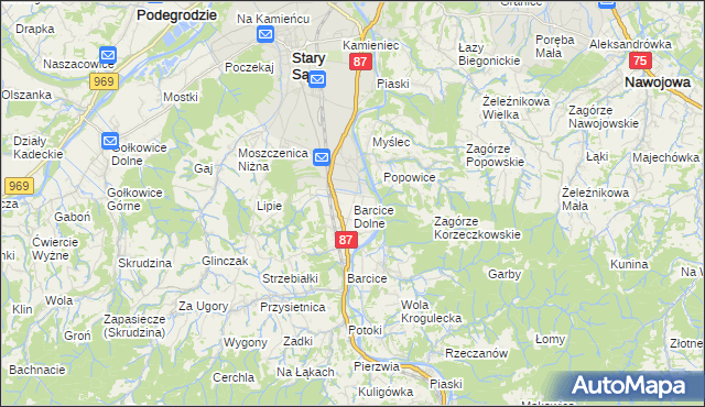 mapa Barcice Dolne, Barcice Dolne na mapie Targeo