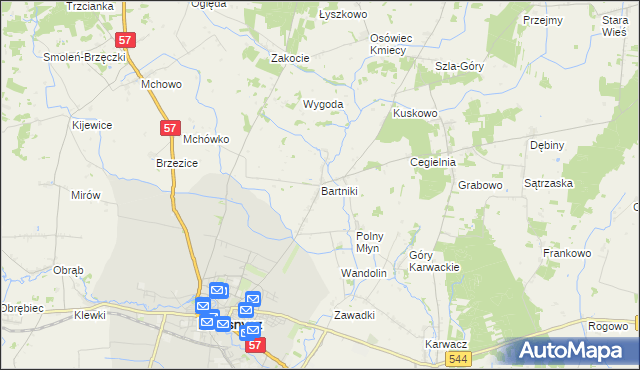 mapa Bartniki gmina Przasnysz, Bartniki gmina Przasnysz na mapie Targeo